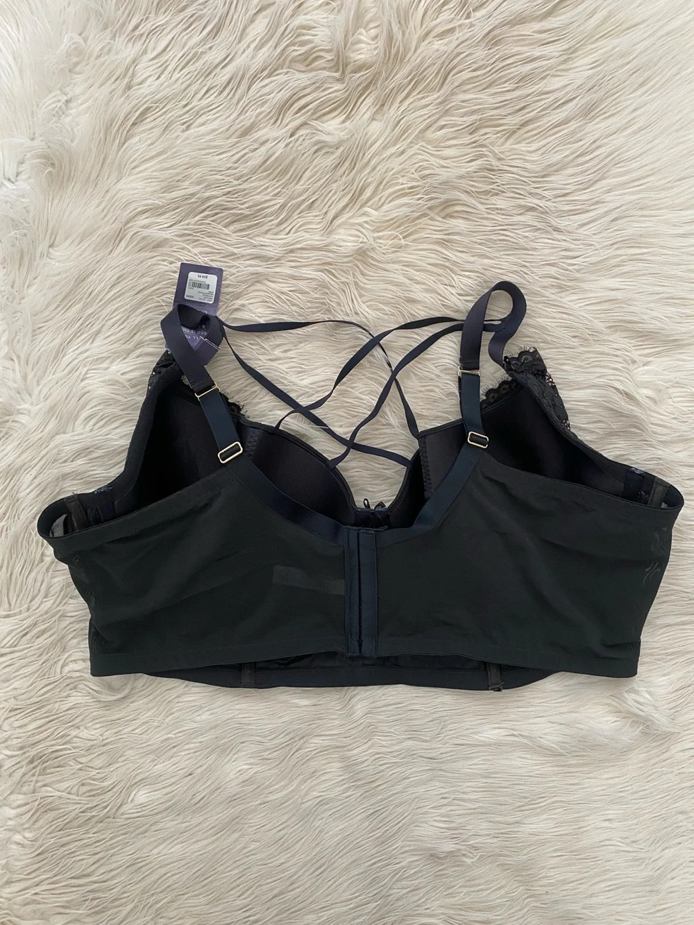 Cacique Lane Bryant Black Lace Lightly Lined French Balconette Bra Lingerie 50DD